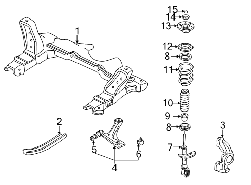2005 Chevy Cavalier Front Suspension Components, Lower Control Arm, Stabilizer Bar Diagram