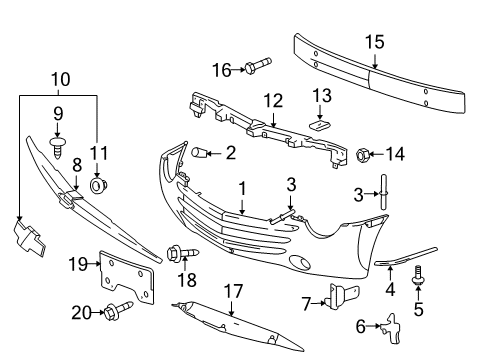 2005 Chevy SSR Front Bumper Diagram