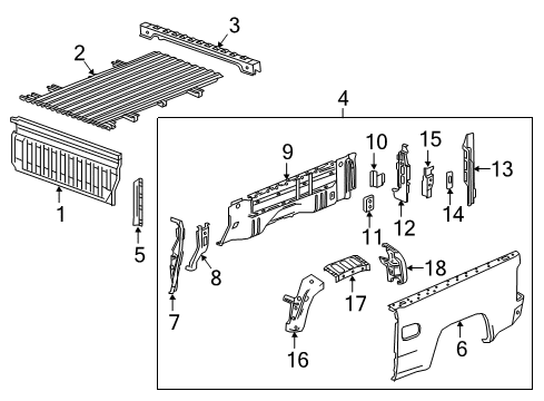 2022 GMC Canyon Pick Up Box Components Diagram