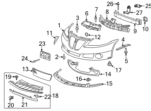 2009 Pontiac G6 Splash Shield Diagram for 20860107