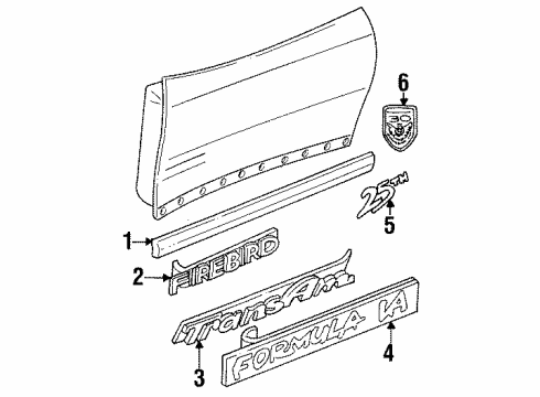 1999 Pontiac Firebird Decal, Front Diagram for 10401296