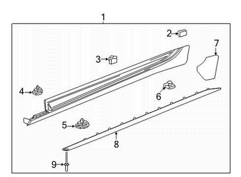2022 Cadillac CT5 Exterior Trim - Pillars Diagram