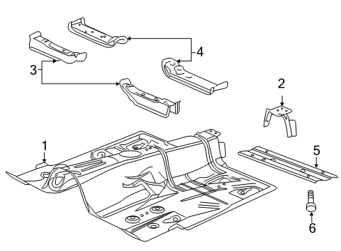 2009 Pontiac G8 Pillars, Rocker & Floor - Floor & Rails Diagram