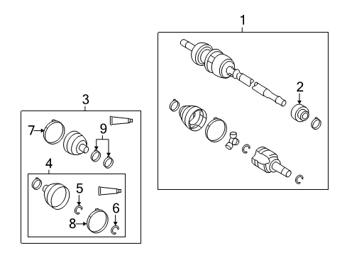 2010 Pontiac Vibe Boot Kit, Front Diagram for 19204684