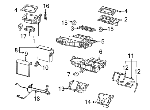 2007 Chevy Impala A/C Evaporator & Heater Components Diagram