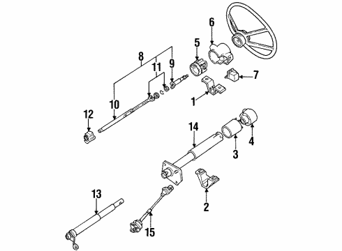 1993 GMC Yukon Steering Column, Steering Wheel & Trim, Housing & Components, Shaft & Internal Components, Shroud, Switches & Levers Diagram