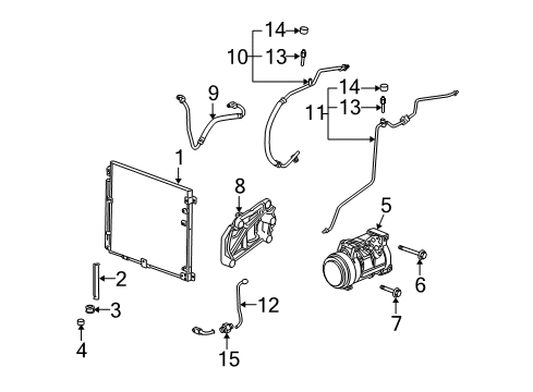 2005 Cadillac STS A/C Condenser, Compressor & Lines Diagram