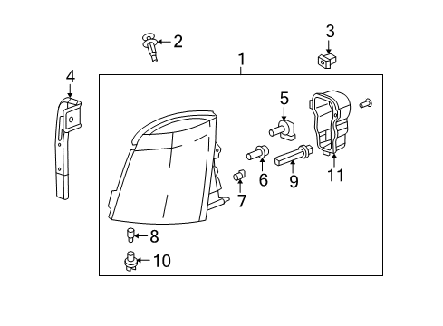 2004 Cadillac SRX Headlamps, Headlamp Washers/Wipers Diagram 2 - Thumbnail