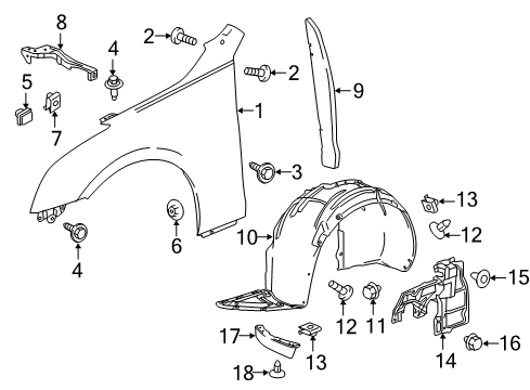 2015 Cadillac ATS Splash Shield, Front Driver Side Diagram for 84758769