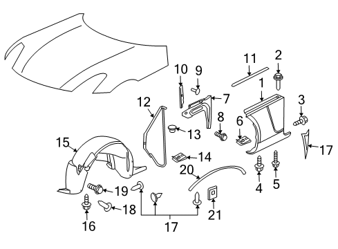 2007 Saturn Sky Fender & Components, Exterior Trim Diagram