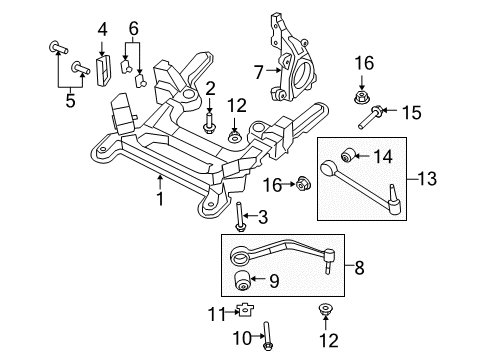2009 Pontiac G8 Front Suspension Components, Lower Control Arm, Stabilizer Bar Diagram