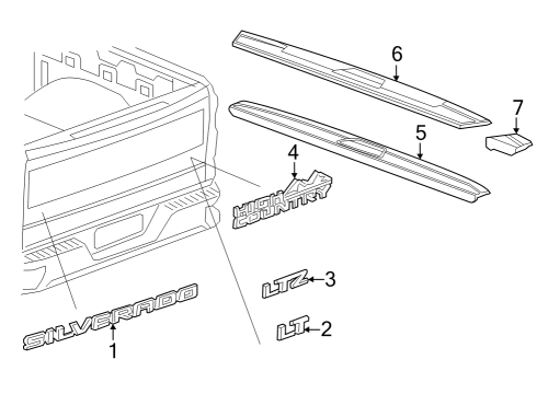 2021 Chevy Silverado 3500 HD Exterior Trim - Pick Up Box Diagram 13 - Thumbnail