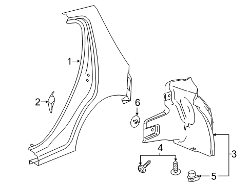 2015 Chevy Spark EV Quarter Panel & Components Diagram