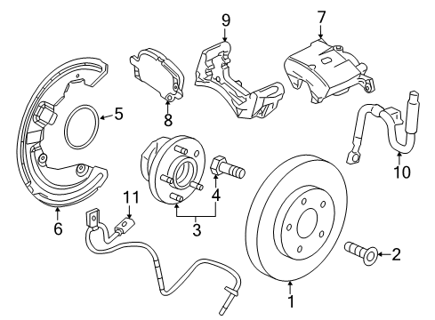 2017 Cadillac ATS Caliper, Red, Driver Side Diagram for 23121832