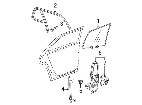 2011 Cadillac DTS Rear Door - Glass & Hardware Diagram