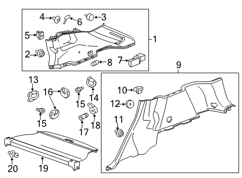 2012 Cadillac SRX Interior Trim - Quarter Panels Diagram