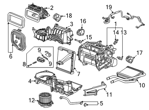 2022 Chevy Corvette Evaporator Core Diagram for 85105315