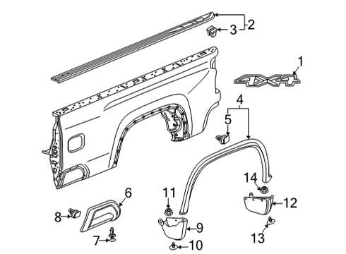 2021 Chevy Silverado 3500 HD Exterior Trim - Pick Up Box Diagram 9 - Thumbnail