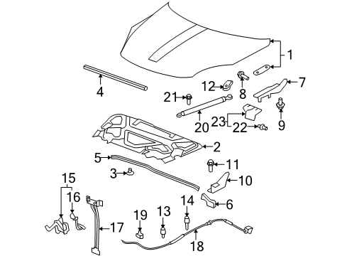 2007 Saturn Outlook Hood & Components Diagram