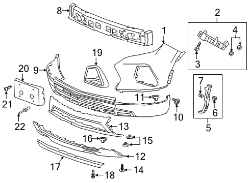 2021 Chevy Blazer Bumper Cover Diagram for 84374006