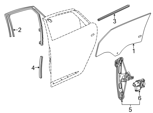 2020 Chevy Impala Rear Door - Glass & Hardware Diagram
