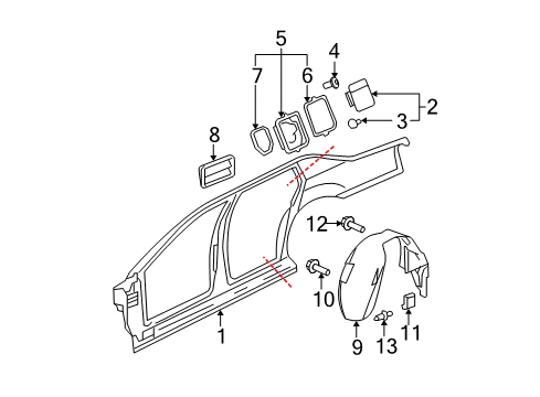 2011 Cadillac DTS Quarter Panel & Components Diagram