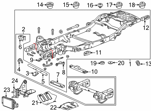 2019 Chevy Tahoe Trans Crossmember Diagram for 23208304