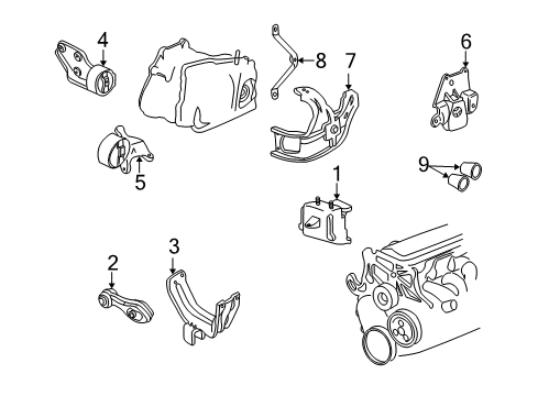 2002 Pontiac Sunfire Engine & Trans Mounting Diagram