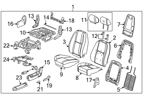 2008 Chevy Avalanche Front Seat Components Diagram 2 - Thumbnail
