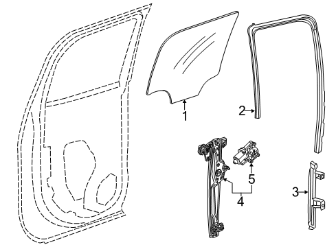 2016 Chevy Silverado 2500 HD Rear Door - Glass & Hardware Diagram