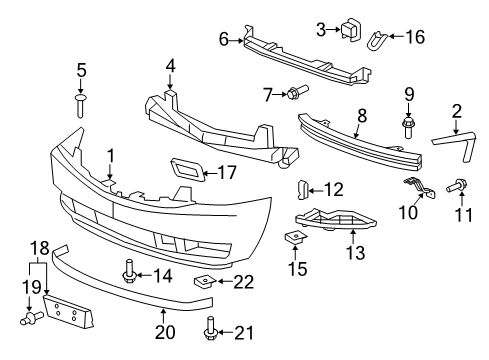 2012 Cadillac Escalade EXT Front Bumper Diagram