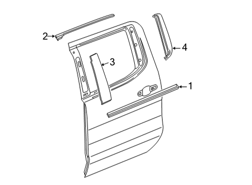 2023 Chevy Silverado 3500 HD Upper Molding, Black, Rear Driver Side Diagram for 84938768
