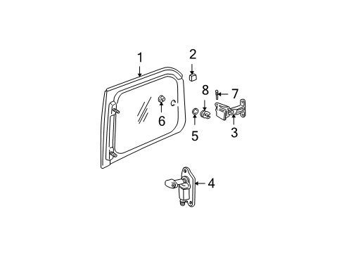 2003 Chevy Venture Side Panel - Glass & Hardware Diagram