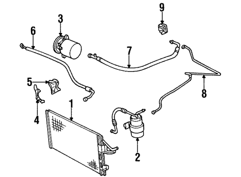 1994 Saturn SC1 A/C Condenser, Compressor & Lines Diagram