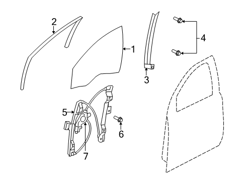 2009 Pontiac G8 Front Door - Glass & Hardware Diagram