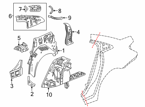 2019 Chevy Cruze Inner Structure - Quarter Panel Diagram