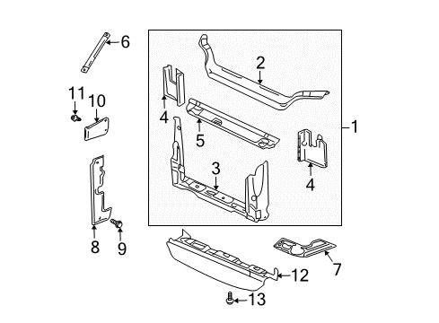 2002 Pontiac Aztek Radiator Support Diagram