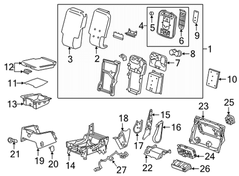 2022 GMC Yukon Front Seat Components Diagram