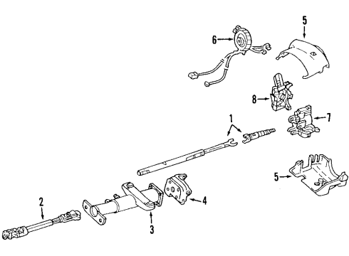 2001 Oldsmobile Intrigue Steering Column, Steering Wheel & Trim, Shroud, Switches & Levers Diagram