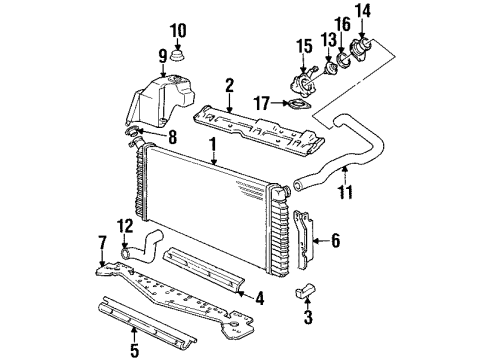1993 Cadillac Eldorado Radiator & Components Diagram
