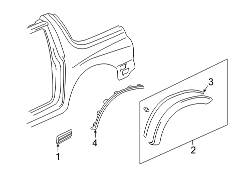 2002 Chevy Tracker Exterior Trim - Quarter Panel Diagram