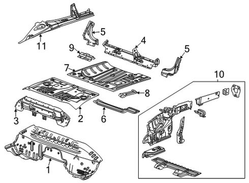2024 Chevy Trailblazer Rear Floor & Rails Diagram