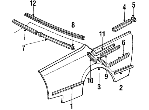 1986 Chevy Cavalier Belt Molding, Rear Diagram for 20501859