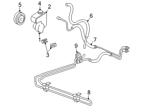 2004 Pontiac Montana P/S Pump & Hoses, Steering Gear & Linkage Diagram