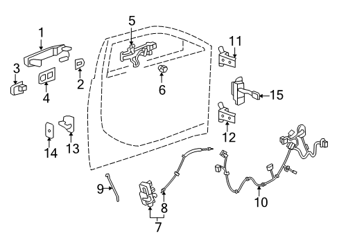 2012 Cadillac CTS Front Door - Lock & Hardware Diagram