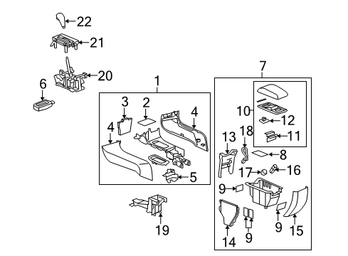 2008 Buick LaCrosse Front Console, Titanium Diagram for 25933408