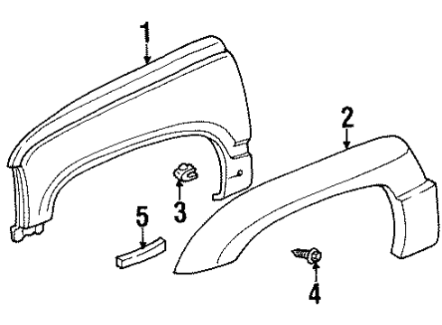 1999 GMC Yukon Fender & Components, Exterior Trim Diagram