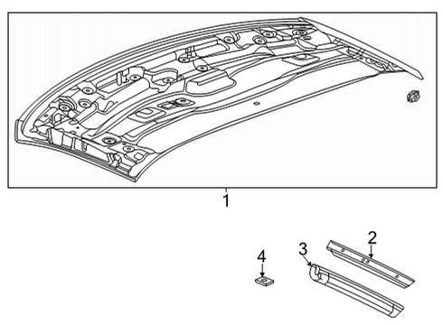 2022 Chevy Corvette Side Weatherstrip, Front Driver Side Diagram for 23403681