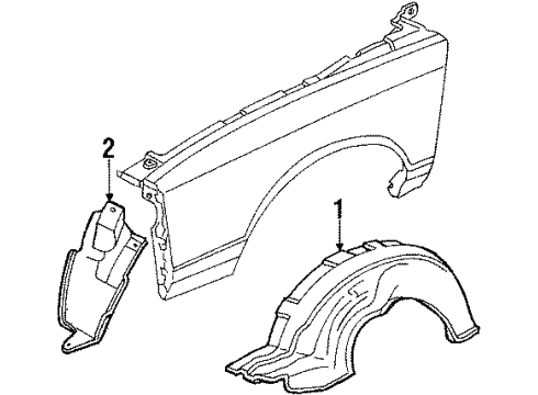 1987 Chevy Monte Carlo Splash Shield, Front Inner Driver Side Diagram for 14013479