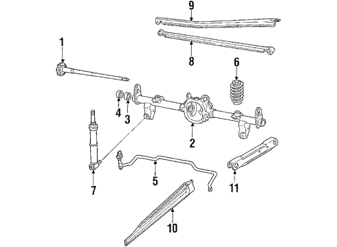 1991 Pontiac Firebird Rear Suspension Components, Stabilizer Bar Diagram